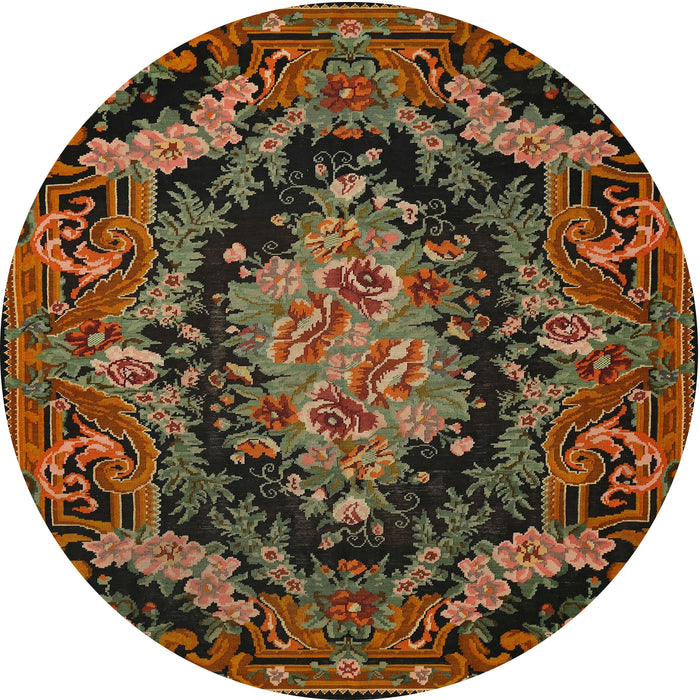 Round Traditional Red Medallion Rug, tr464