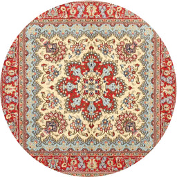 Round Traditional Brown Medallion Rug, tr4650