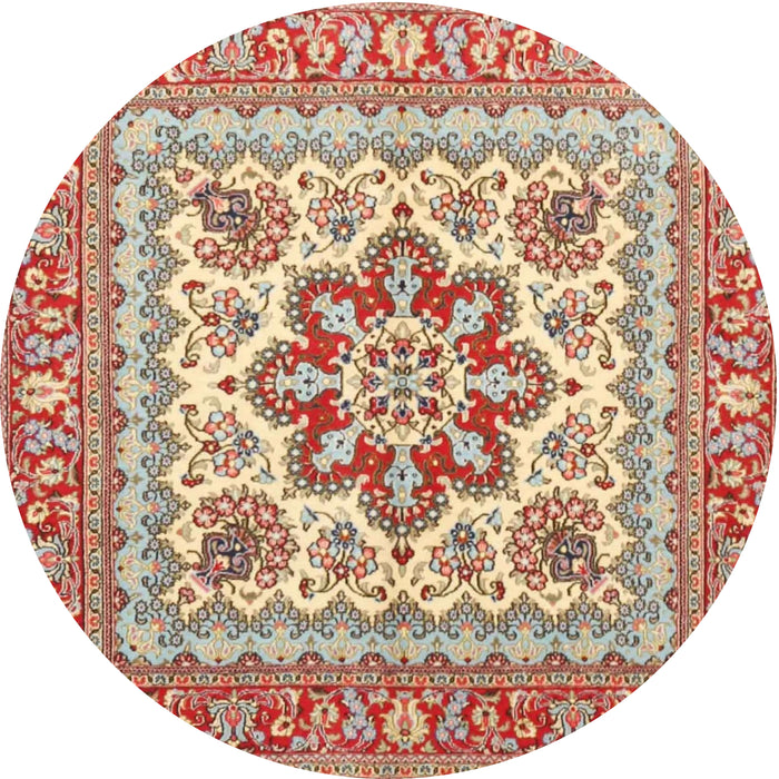 Round Traditional Brown Medallion Rug, tr4650