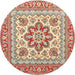 Round Traditional Brown Medallion Rug, tr4650