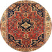 Round Traditional Fire Brick Red Oriental Rug, tr4651
