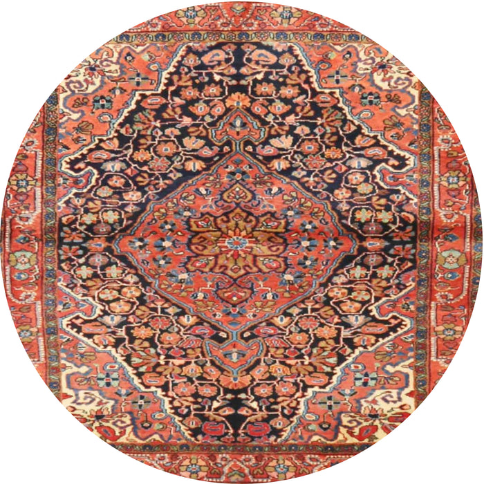 Round Traditional Sunrise Orange Medallion Rug, tr4652