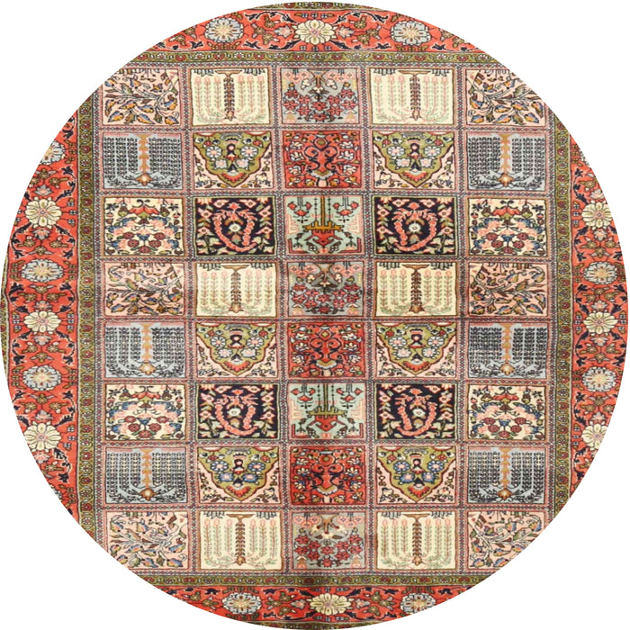 Round Traditional Chestnut Red Persian Rug, tr4653
