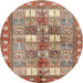 Round Traditional Chestnut Red Persian Rug, tr4653