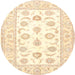 Round Traditional Golden Blonde Gold Oriental Rug, tr4654