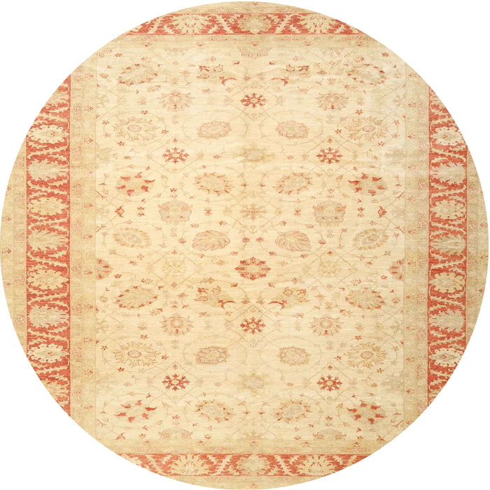 Round Traditional Brown Gold Oriental Rug, tr4655