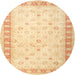 Round Traditional Brown Gold Oriental Rug, tr4655