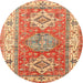 Round Traditional Red Geometric Rug, tr4656