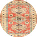 Round Traditional Orange Geometric Rug, tr4657