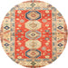 Round Traditional Red Geometric Rug, tr4658