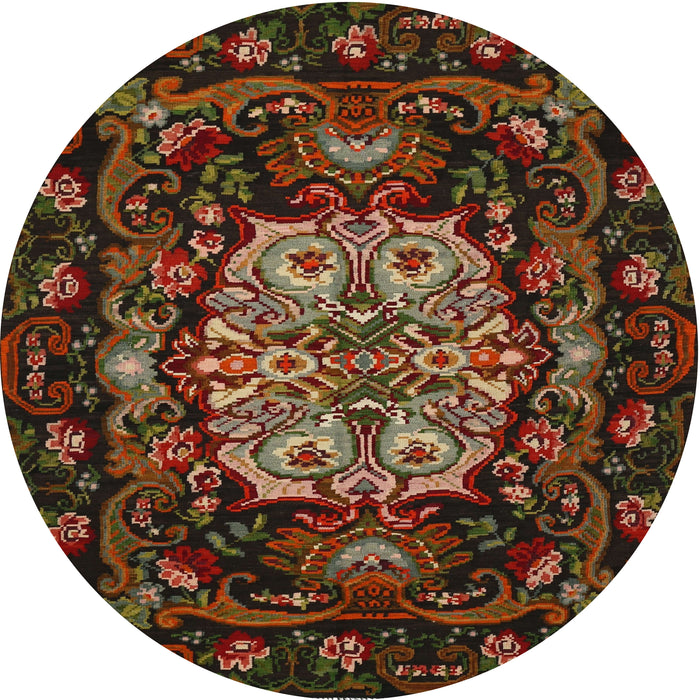 Round Traditional Red Medallion Rug, tr465
