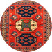 Round Traditional Sienna Brown Persian Rug, tr4661