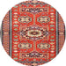 Round Traditional Light Copper Gold Persian Rug, tr4662