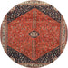 Round Traditional Orange Salmon Pink Medallion Rug, tr4664