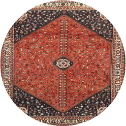 Square Machine Washable Traditional Orange Salmon Pink Rug, wshtr4664