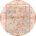 Round Traditional Tangerine Pink Animal Rug, tr4665