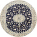 Round Traditional Gray Medallion Rug, tr4666