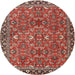 Round Traditional Red Oriental Rug, tr4667