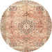 Round Traditional Chocolate Brown Medallion Rug, tr4668