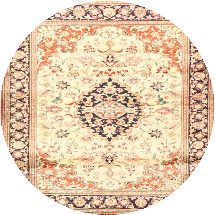 Round Traditional Sunrise Orange Medallion Rug, tr4669