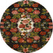 Round Traditional Brown Medallion Rug, tr466