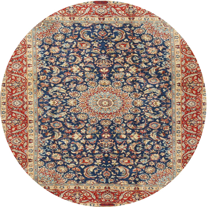 Round Traditional Chestnut Brown Medallion Rug, tr4671