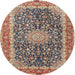 Round Traditional Chestnut Brown Medallion Rug, tr4671