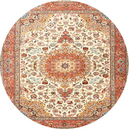 Square Machine Washable Traditional Brown Rug, wshtr4673