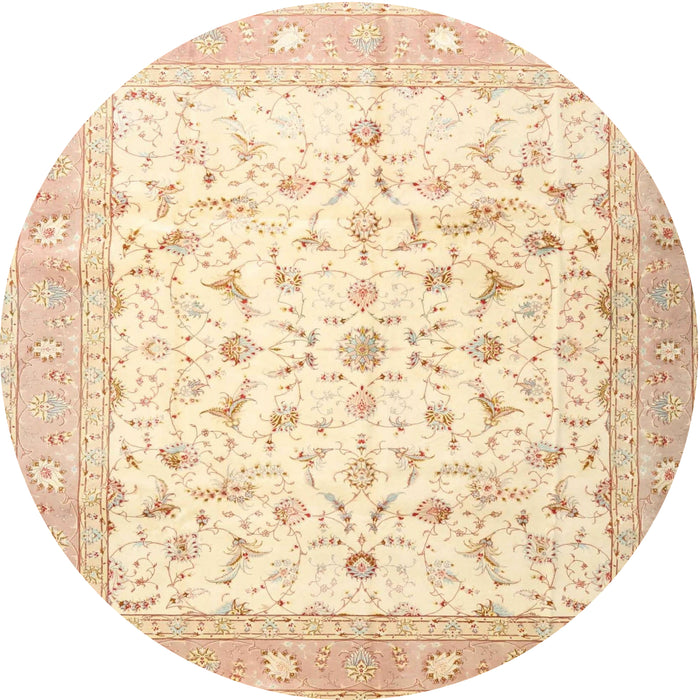 Square Machine Washable Traditional Khaki Gold Rug, wshtr4674
