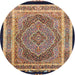 Round Traditional Reddish Brown Persian Rug, tr4675