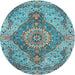 Round Traditional Gray Medallion Rug, tr4677