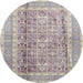 Round Traditional Pale Silver Gray Persian Rug, tr4678