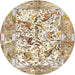 Round Traditional Golden Blonde Gold Animal Rug, tr4679