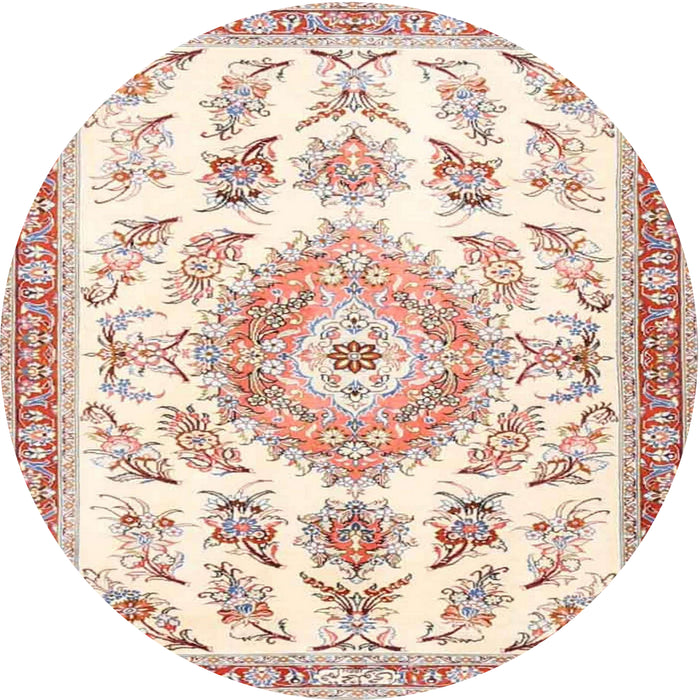 Round Traditional Beige Medallion Rug, tr4680