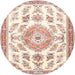 Round Traditional Beige Medallion Rug, tr4680