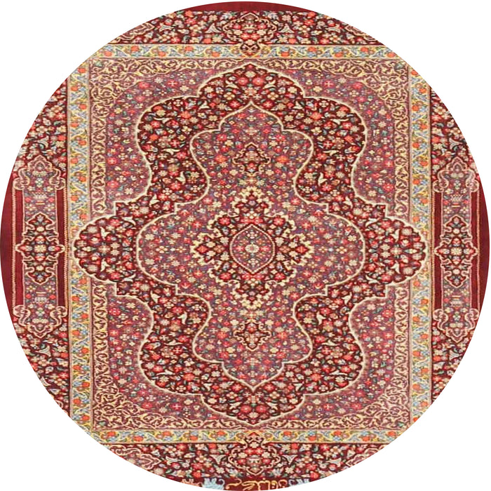 Square Machine Washable Traditional Tangerine Pink Rug, wshtr4681