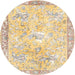 Round Traditional Brown Gold Animal Rug, tr4682