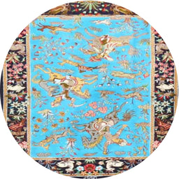 Round Traditional Dark Almond Brown Animal Rug, tr4684
