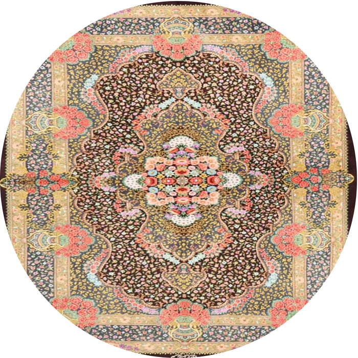 Round Traditional Sienna Brown Persian Rug, tr4687