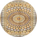 Round Traditional Copper Brown Persian Rug, tr4688