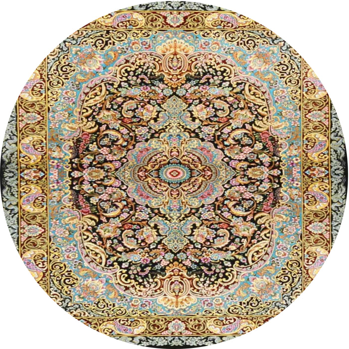 Round Traditional Sienna Brown Persian Rug, tr4689