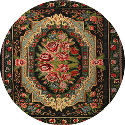 Round Traditional Red Medallion Rug, tr468