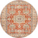 Square Machine Washable Traditional Brown Rug, wshtr4690