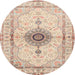 Round Traditional Deep Peach Orange Medallion Rug, tr4691