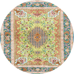 Square Machine Washable Traditional Dark Almond Brown Rug, wshtr4694