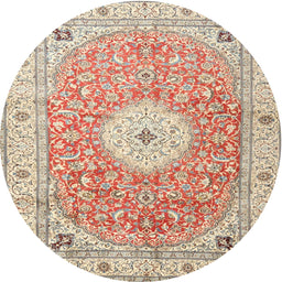Round Traditional Rust Pink Medallion Rug, tr4697