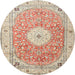 Square Machine Washable Traditional Rust Pink Rug, wshtr4697