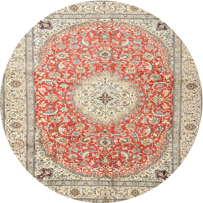 Round Traditional Rust Pink Medallion Rug, tr4697