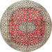 Round Traditional Tan Brown Oriental Rug, tr4698