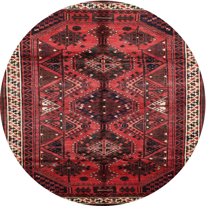 Round Traditional Sienna Brown Persian Rug, tr46